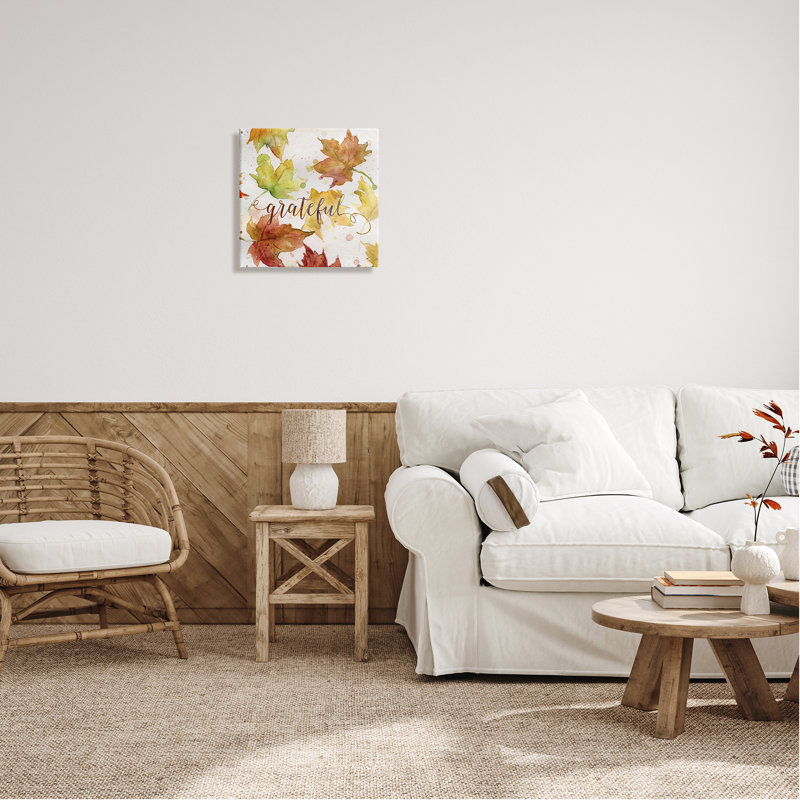 «Grateful Fall Maple Leaves» par Carol Robinson - peinture sur toile tendue, H 17 po x l 17 po x P 1,5 po