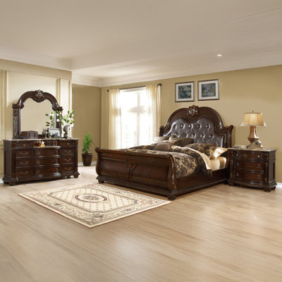 Ensemble de chambre à coucher rembourrée 4 pièces Calera