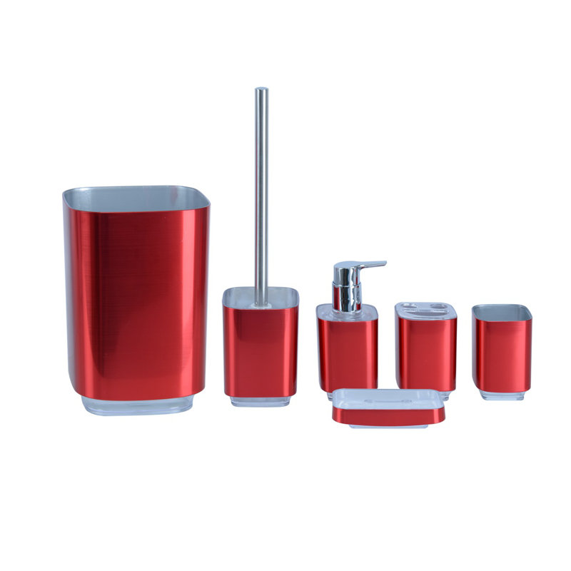 Neche Bathroom Accessory Set, Red