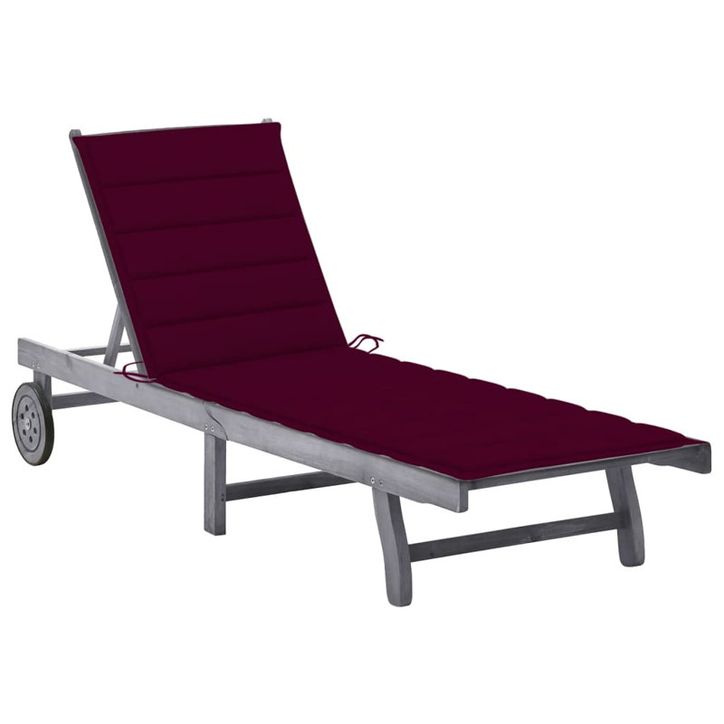 Chaise longue d'extérieur en bois d'acacia massif gris