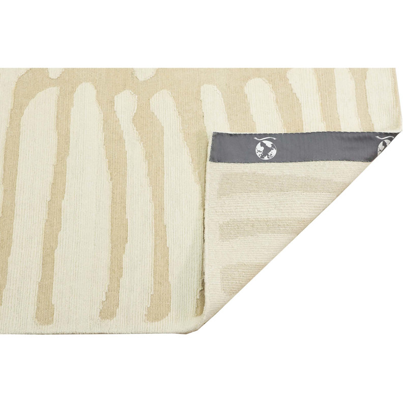 Tapis beige et ivoire noué à la main de haute qualité, Rectangle 8 pi x 10 pi