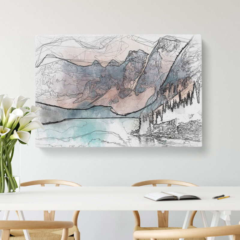 Mountains By Lake Moraine Canada In Abstract - Wrapped Canvas, 60cm H x 91cm W x 3cm D