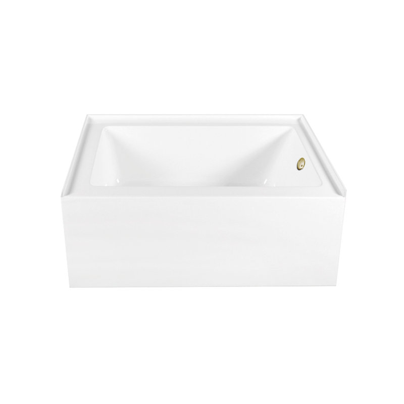 Kingston Brass Aqua Eden 60-Inch Acrylic Rectangular 3-Wall Alcove Tub, Hand Drain, Right, Brushed Brass
