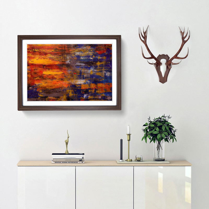 Abstract Art Painting Vol.189 by S.Johnson - Framed Print, 36cm H x 48cm W x 2cm D, Walnut Framed