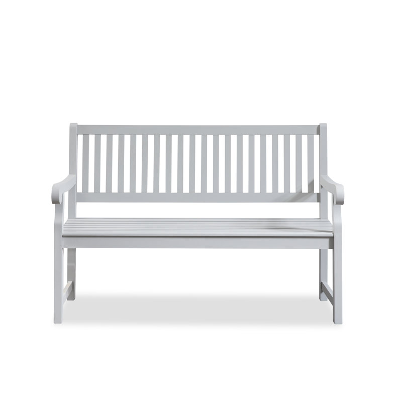 Solid Eucalyptus Outdoor Bench With Slatted Backrest