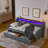 Twin Size Upholstery Sofa Bed With Three LED Lights, With Storage Adjustable Headboard, With Two Storage Pull Up Drawers And Wireless Charging-1374967695