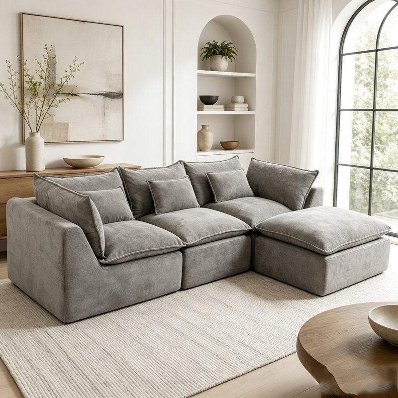 Canapé modulaire surdimensionné Cloud Couch, Gris antique + 3 sièges + 1 fauteuil