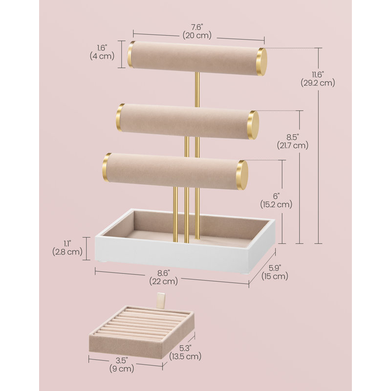Jewellery Stand +, White/Brown