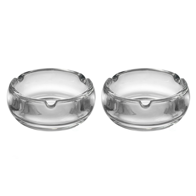 Basicwise Elegant Glass Round Portable And Modern Ashtray - Perfect For Smokers And As A Decorative Accent For Home, Office, Porch Or Patio - Cigarette Holder For Both Indoor And Outdoor Use
