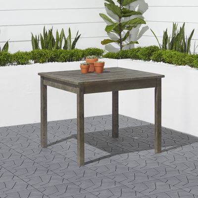 Aleha Square Acacia Outdoor Dining Table With Umbrella Hole , 35'' in. W 35'' in. D