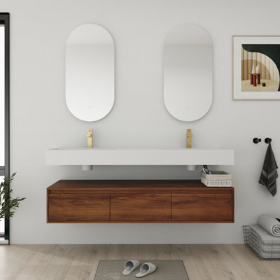 60'' Floating Bathroom Vanity With Resin Top