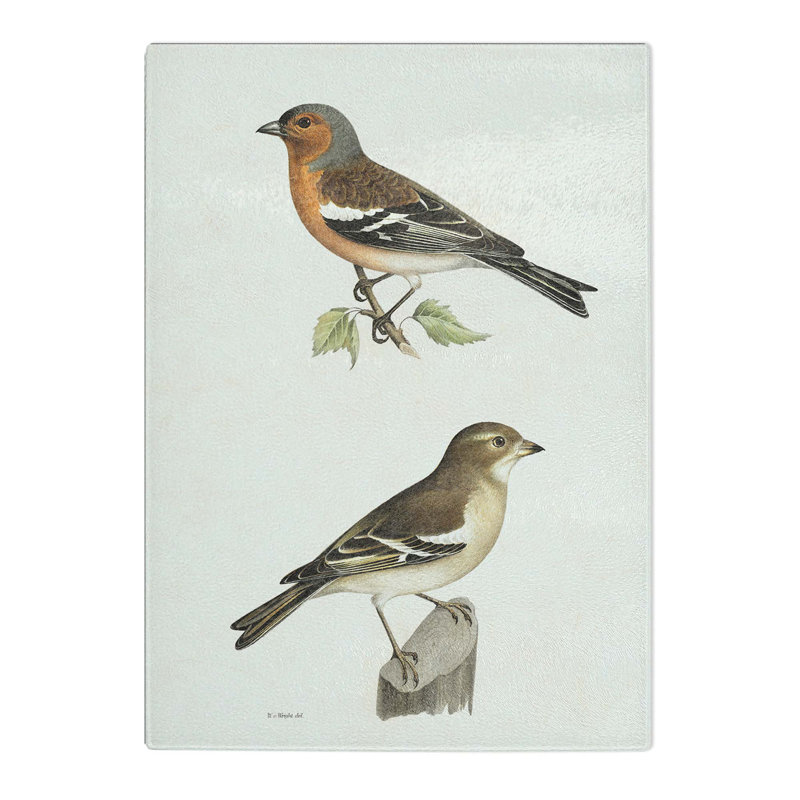 Tempered Glass Chaffinch Birds by Von Wright Chopping Board, 39cm W x 28.5cm L