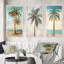Palmier tropical dans des couleurs rétro délavées - 3 pièces-1349048810-1349048813