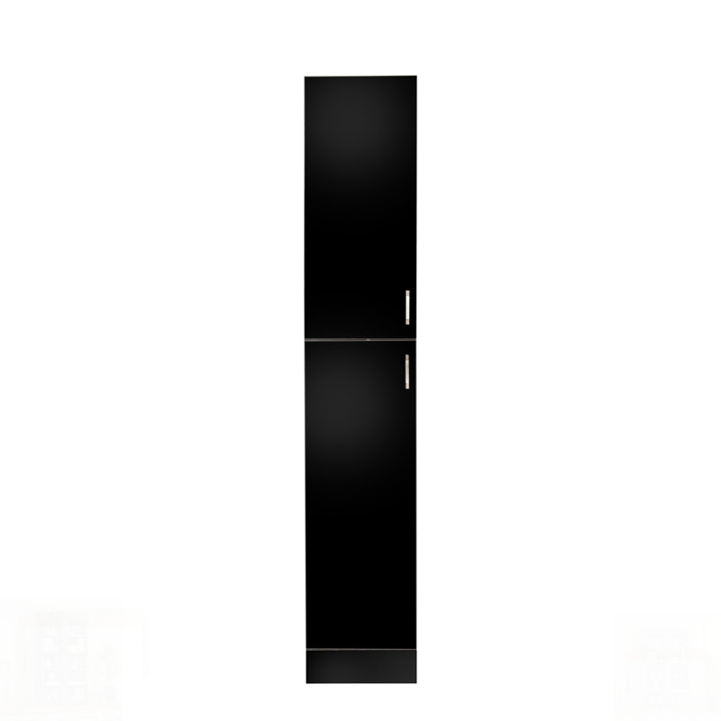 Freestanding Cabinet with Inadjustable Shelves and Two Doors,  for Organized Storage in Kitchen and Dining Room, Black