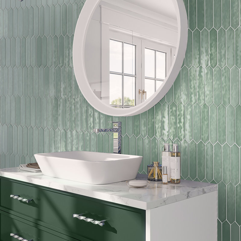 Festa 1.7'' W x 9.6'' L Ceramic Singular Tile, Pistachio Green