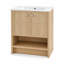 Meuble-lavabo autoportant de 30 pouces avec lavabo en céramique, 2 portes à fermeture douce et tablette ouverte, armoire de rangement en contreplaqué de chêne pour petite salle de bain, salle d'eau