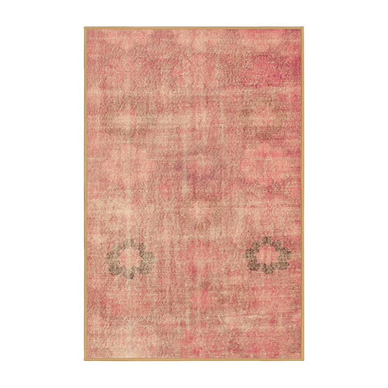Tapis mauve / beige / brun à motif floral tissé à la machine 8 pi x 12 pi