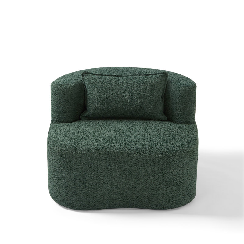 Fauteuil demi-tonneau en tissu 34 pouces, Chenille verte