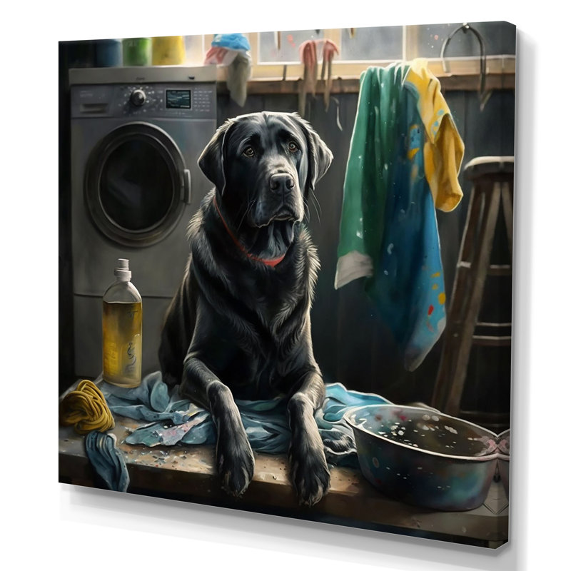 Labrador Labrador Doing Landry - animaux, art mural sur toile, H 16 po x l 16 po x P 1 po