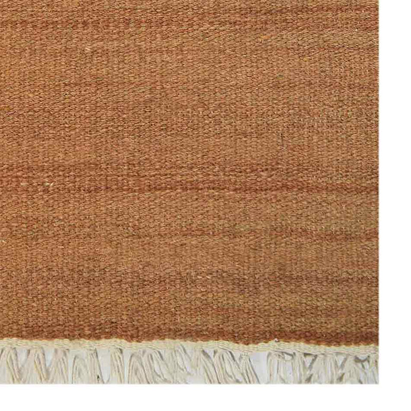Alithea Hand Woven Flat Weave Kilim Wool Eco-Friendly Area Rugs - Rectangle | Orange Color | Solid Design | Area Rugs for Living room, Bedroom
