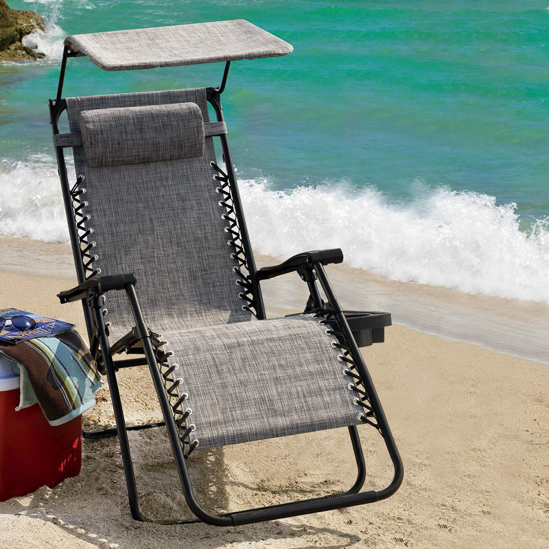Chaise zéro gravité pliante avec coussin Fabiola, Gris