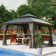 Galvanized Steel Patio Gazebo with Overhang Slope-design Double Roof