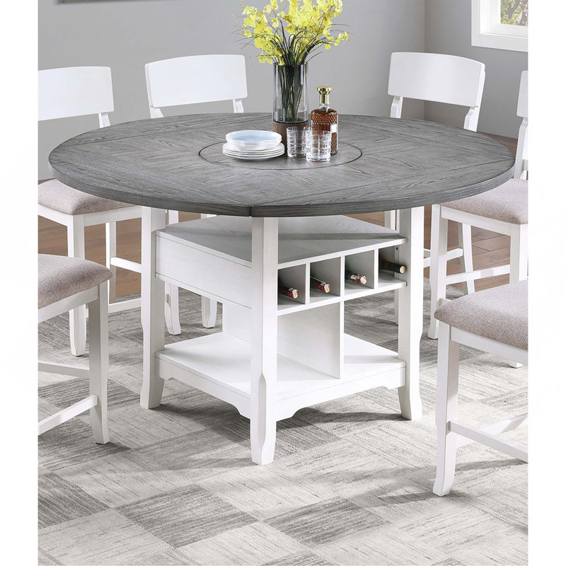 Table de salle à manger à hauteur de comptoir blanche / grise 1Pc, Blanc antique