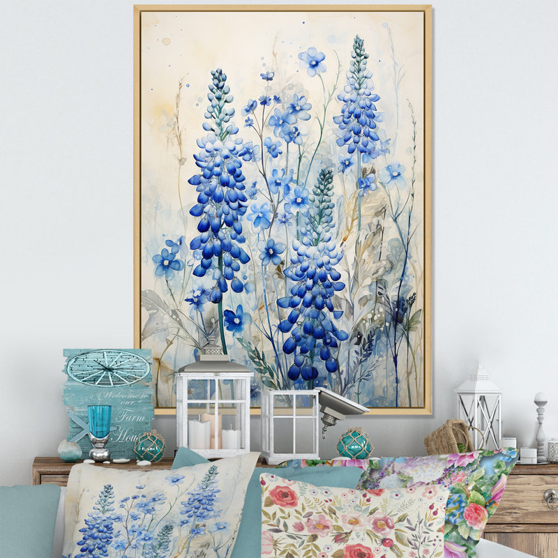 Magical Blue Bonnets Meadows, reproduction d'art sur toile, Naturel, H 44 po x l 34 po x P 1,5 po