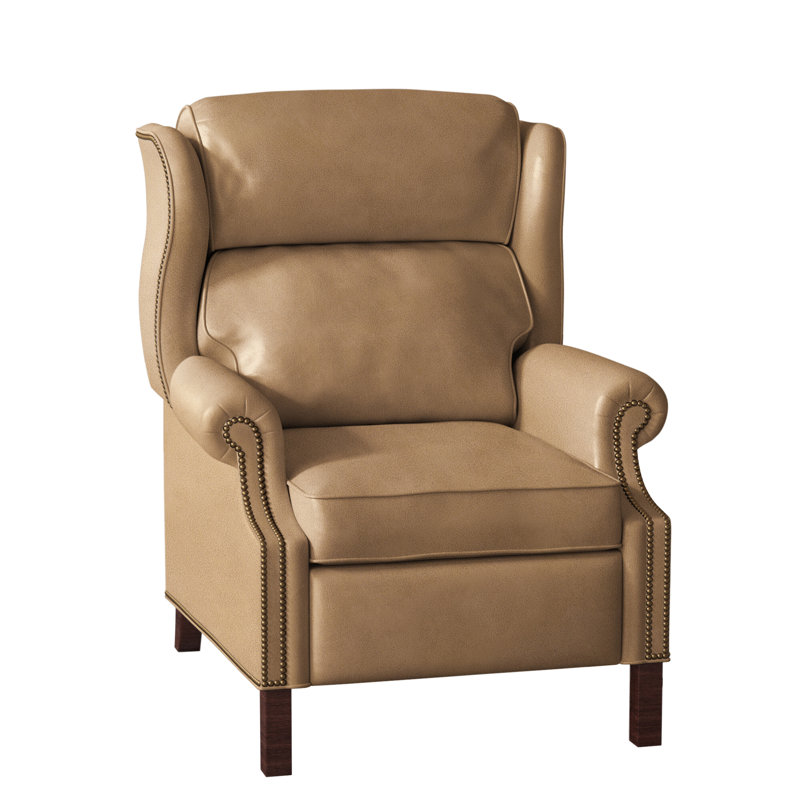 Fauteuil inclinable présidentiel, Cuir véritable Fumo Aline, Acajou, Naturel français