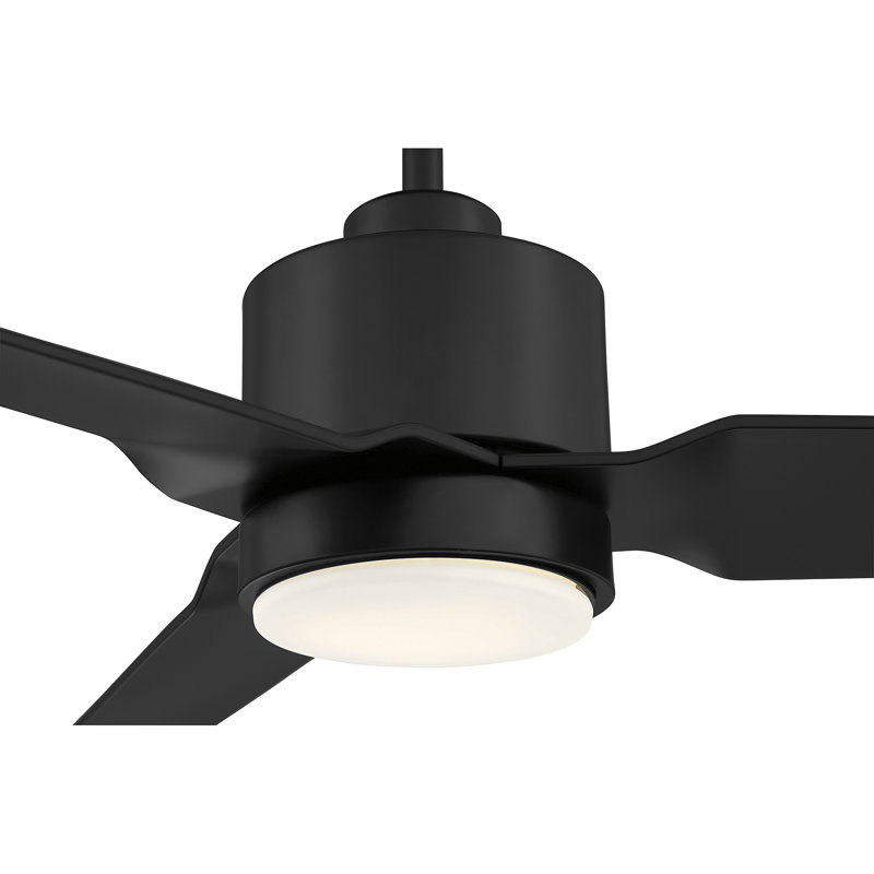 Ameeyah 52" 3 - Blade LED Standard Ceiling Fan in Matte Black with Remote Control and Light Kit Included, Matte Black