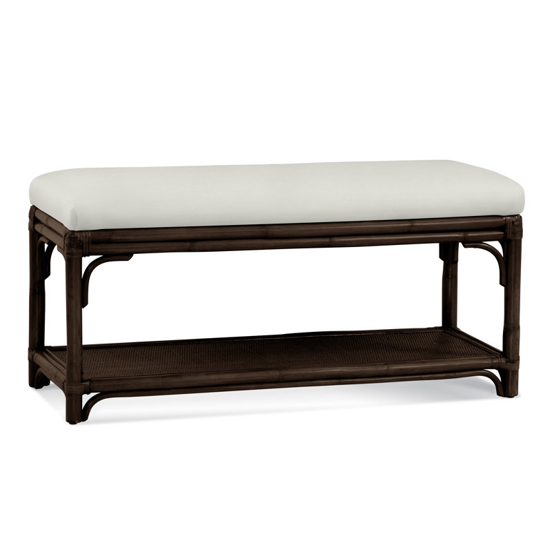 Summer Retreat Wicker Shelf Storage Bench, Coffee, White Textured Performance; 0865-91