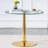 Modern 5-Piece Round Tempered Glass Dining Set with Metal Pedestal and Clear Acrylic Chairs-125494764-125494767