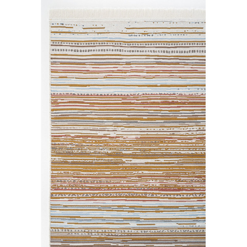 Riken Striped Cotton Indoor / Outdoor Area Rug, Rectangle 5'3" x 7'7"