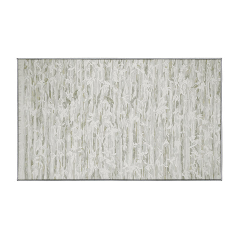 Machine Washable Gray Area Rug, Rectangle 6' x 9'