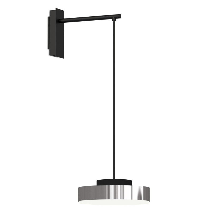 Discus Wall Lamp, Matt Black Silk Lacquered, Polished Nickel
