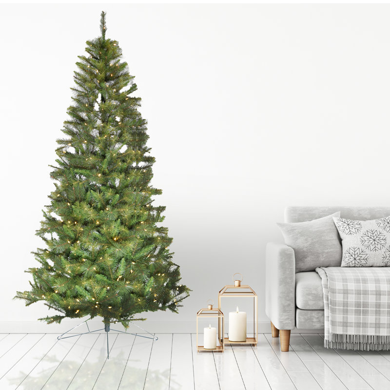 7.5-Foot Green Artificial Half Christmas Tree with Warm White LED Lights