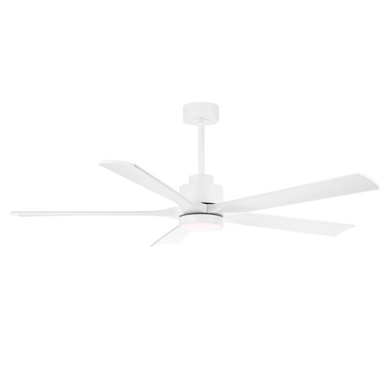 Bascio 5-Blade LED Ceiling Fan, White, 20.5" H x 52" W x 52" D, White