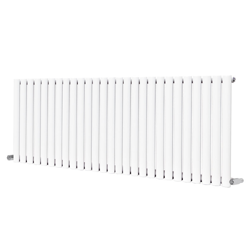 Shirly Horizontal Oval Panel Radiators, 60cm H x 159.3cm W, Gloss White, 1
