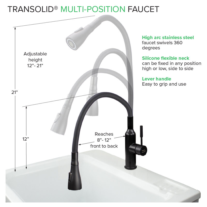 Flexible Multi-Function Faucet Single-Hole Laundry Faucet, Matte Black