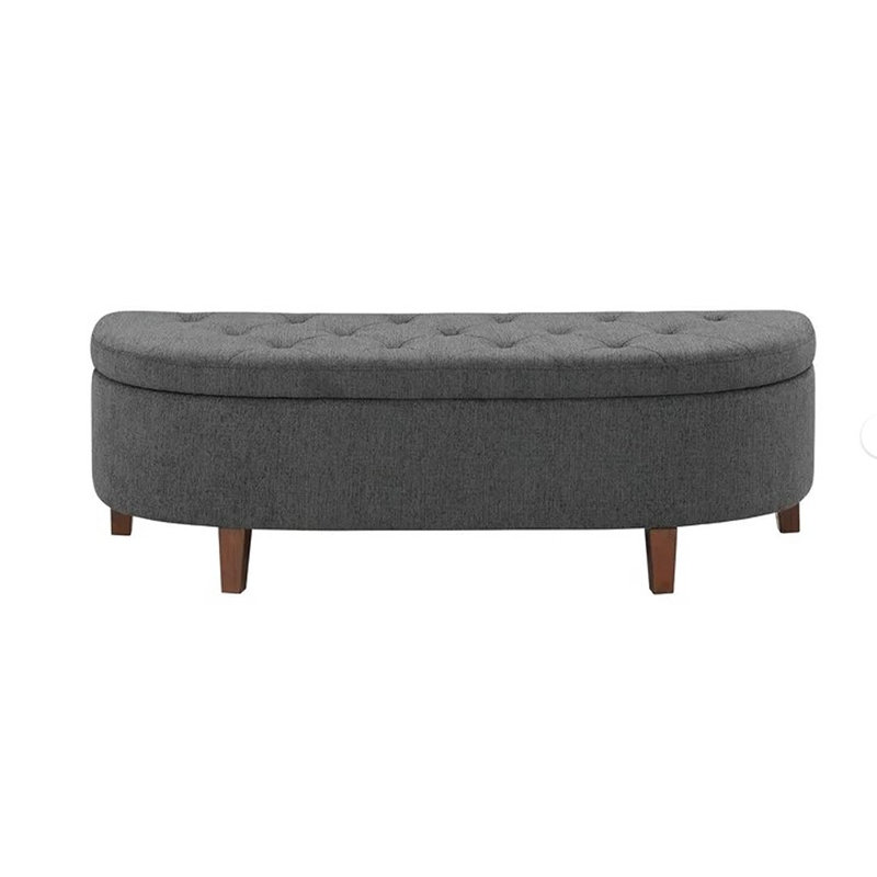 Lorinne Upholstered Storage Bench, Charcoal