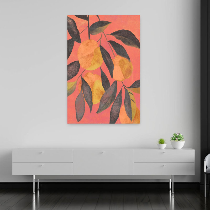 Art contemporain, art abstrait audacieux, fruit naturel, H 60 po x l 40 po