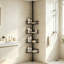 Serviteur de douche en coin à 4 niveaux en acier inoxydable-129675025