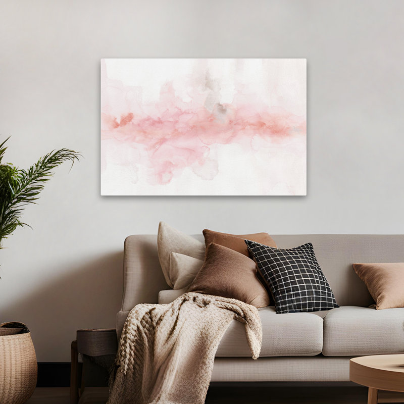 Rainbow Seeds, abstrait, rosé, gris, abstrait, aquarelle rose, rose, H 32 po x l 48 po