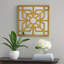 Décoration murale en miroir avec superposition florale en bois sur le dessus, or et argent