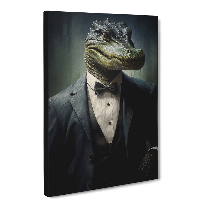 Alligator In A Suit - Print on Canvas, 60cm H x 40cm W x 3cm D