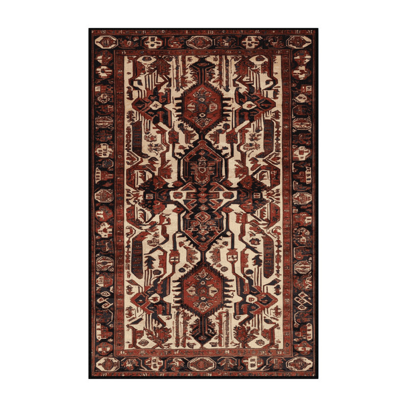 Tapis persan noir lavable à la machine