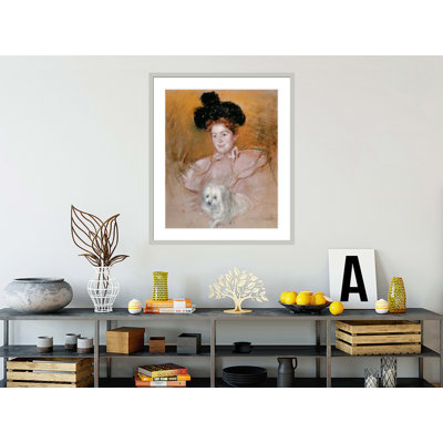«Femme tenant un chien» par Mary Cassatt - Impression sur toile