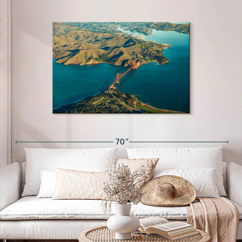 Vue aérienne du Golden Gate Bridge, H 30 po x l 45 po