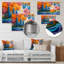 «Blue and Orange River Into The Valley I» - art mural en pointillisme, impression sur métal moderne-895176020