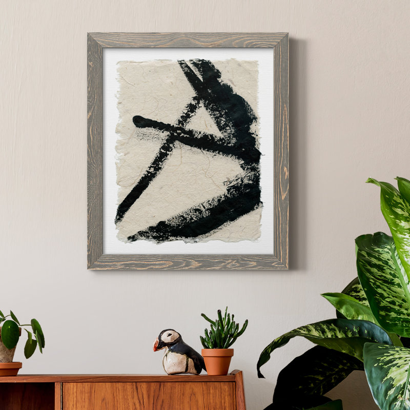 «Lines Crossed I», peinture sur toile encadrée, Encadré gris, H 20 po x l 17 po x P 1,5 po